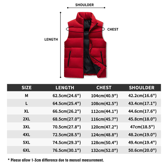 Swash & Buckle Mens Warm Stand Collar Zip Up Puffer Vest