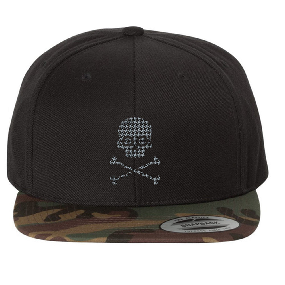 Houndstooth Skull Black Camo Snapback Hat