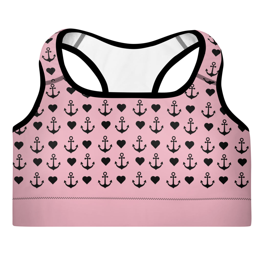 Hearts & Anchors Padded Sports Bra Pink
