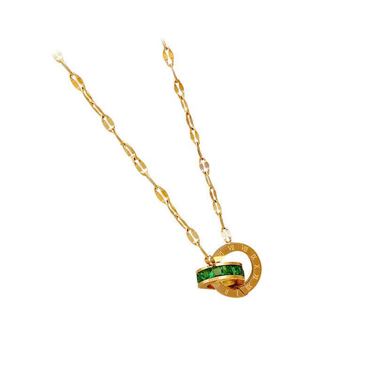 Roman Numeral Emerald Necklace