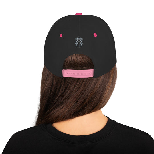Houndstooth Skull Pink Black Snapback Hat