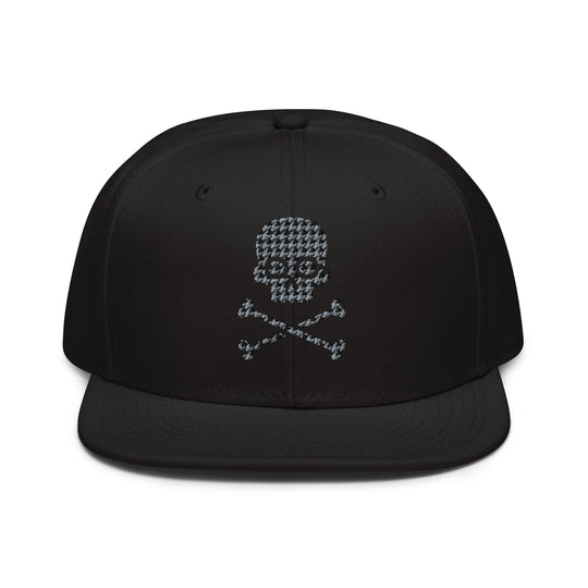 Houndstooth Skull Black Snapback Hat