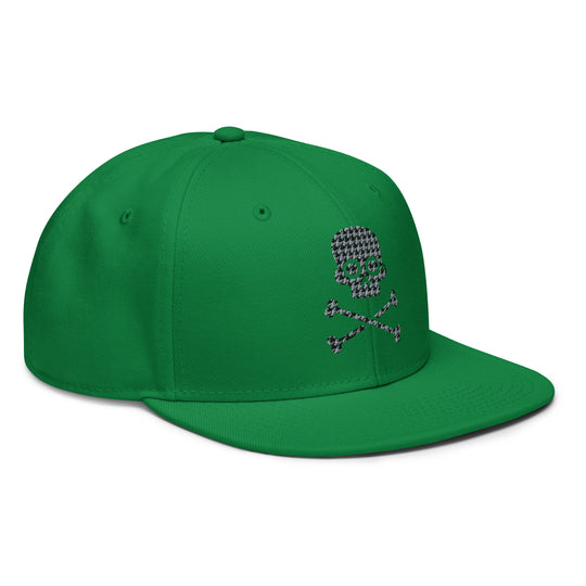 Houndstooth Skull Kelly Green Snapback Hat
