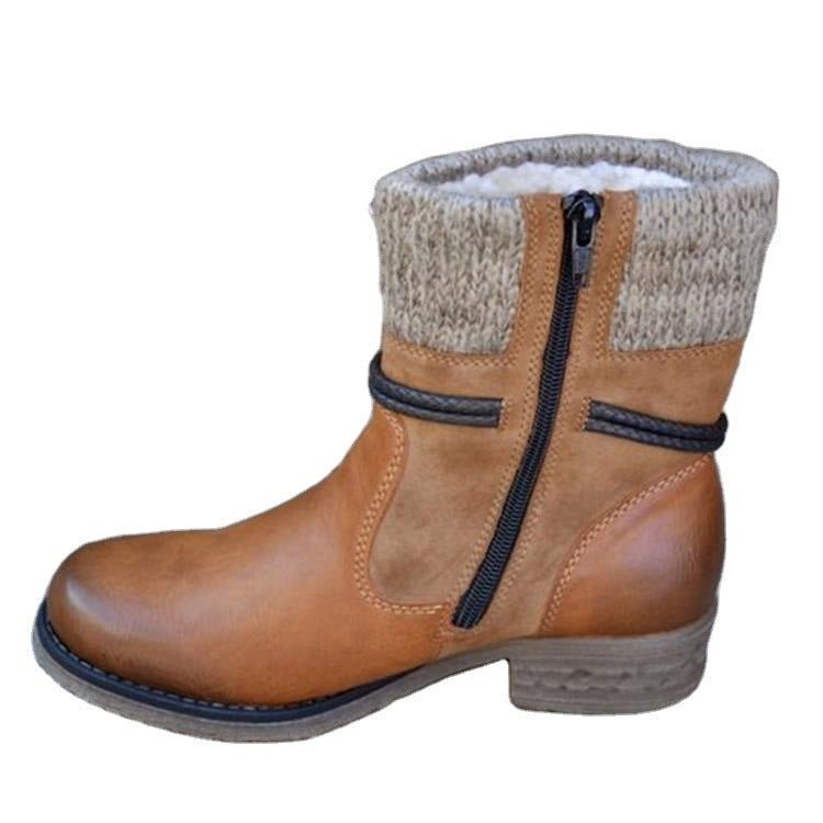 New Round Head European Leather Boots