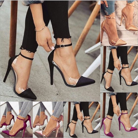Cotton sandal  toe Strap shoes high heels