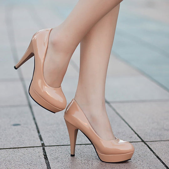 Women's Patent Leather Waterproof Super High Heels