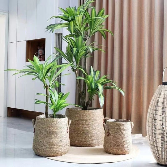 Wicker Planter Basket Natural Flower Pot Home Decor Garden Bamboo Seagrass Sunderies Storage Baskets Toy Holders