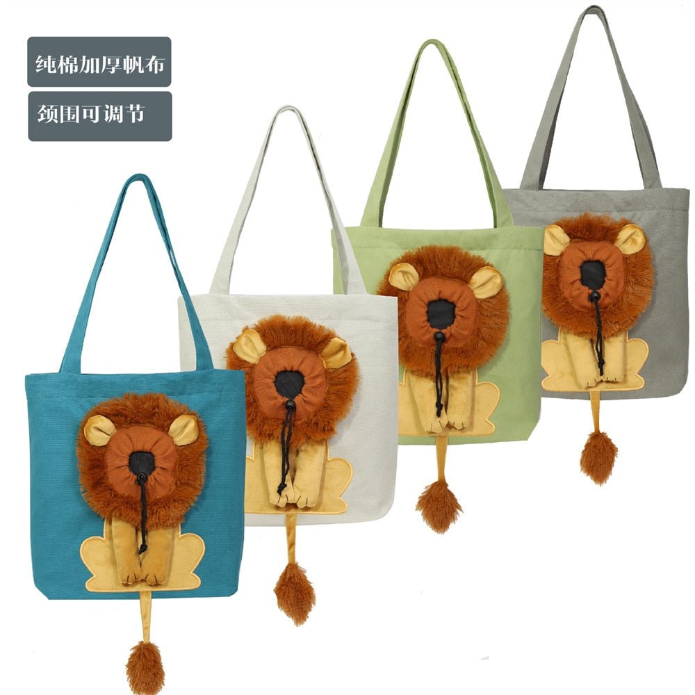 Lion-Shaped Pet Carrier Bags Small Cat Dogs Shoulder Bag Portable Breathable Bag Outgoing Travel Pets Handbag With Safety Zipper