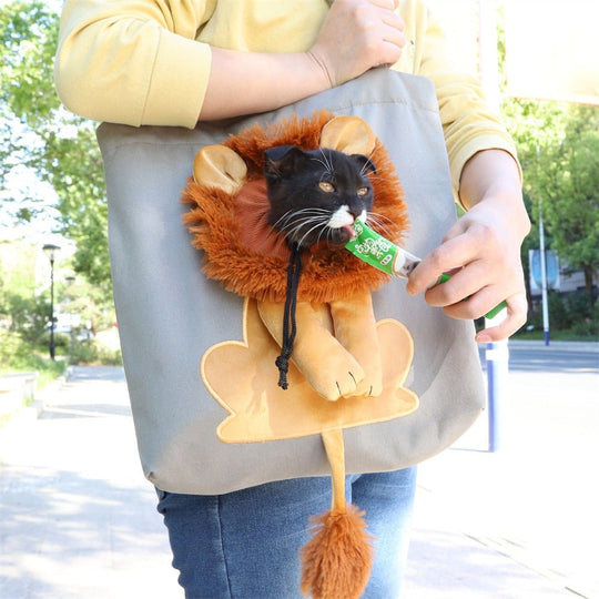 Lion-Shaped Pet Carrier Bags Small Cat Dogs Shoulder Bag Portable Breathable Bag Outgoing Travel Pets Handbag With Safety Zipper