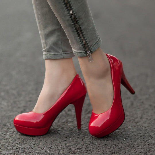 Women's Patent Leather Waterproof Super High Heels