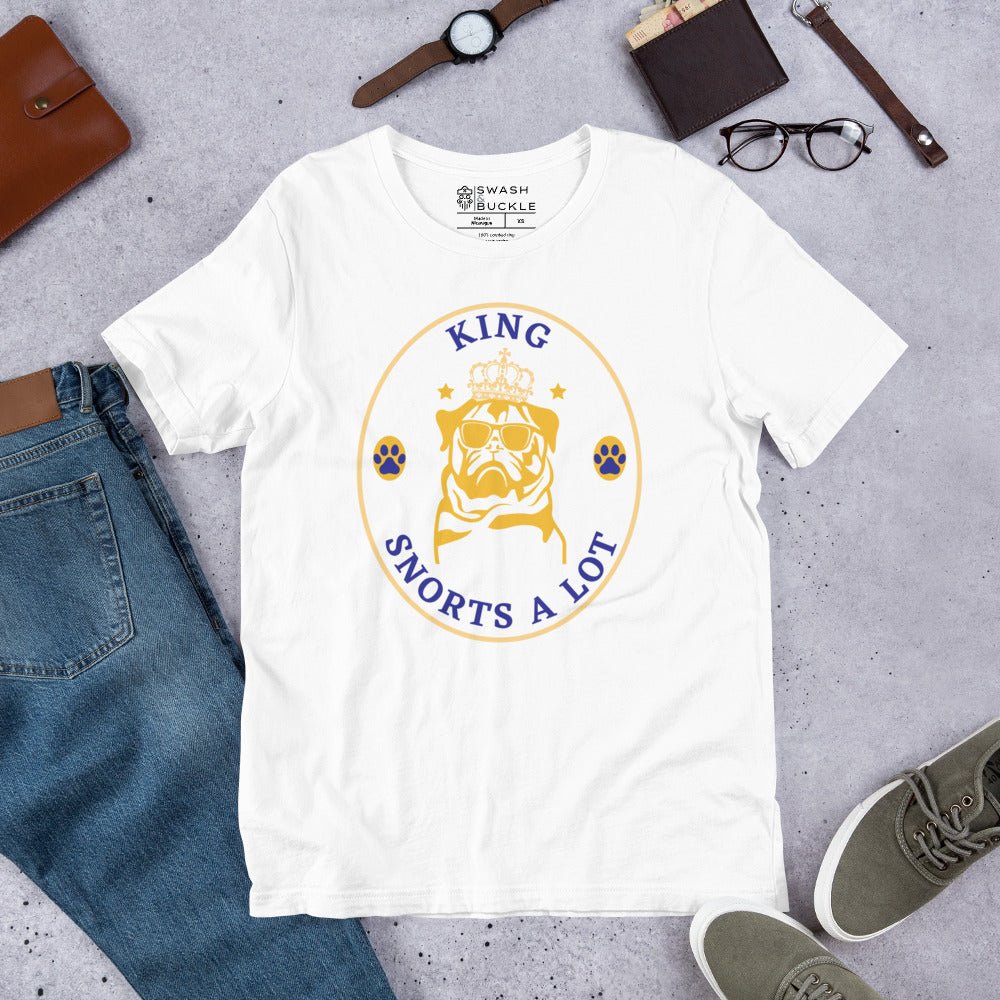 King Snorts A Lot Pug Unisex t-shirt