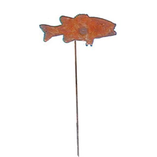 Wrought Iron Fish Rusted Garden Stake 35 Inches