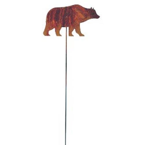 Wrought Iron Rusted Bear Garden Stake 35 Inches