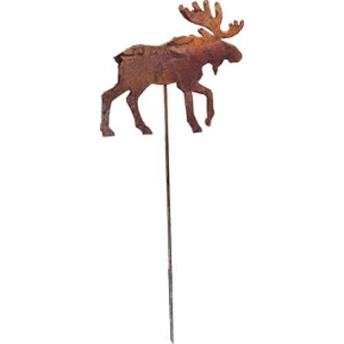 Wrought Iron Rusted Moose Garden Stake 35 Inches